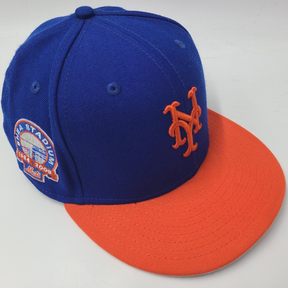 New York Mets Hat Fitted 8 New Era 59Fifty Blue Orange MLB Shea Stadium Patch